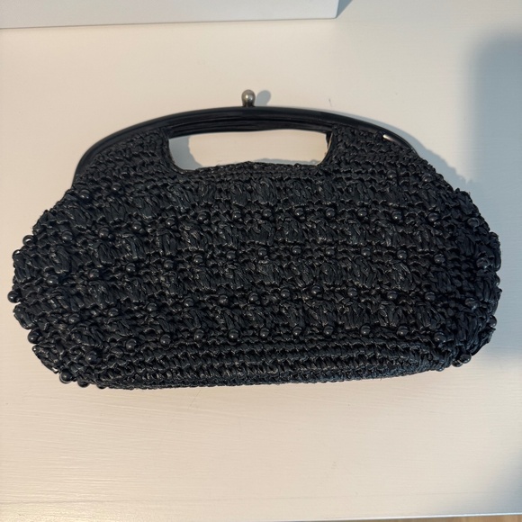 Vintage Black Crochet Handbag - Picture 1 of 8